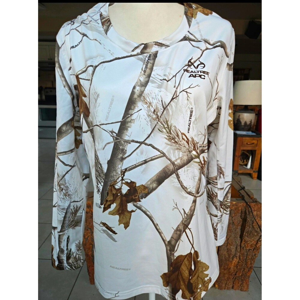 Realtree APC Women's Long Sleeve Camouflage Polyester T-Shirt Top, Size XL